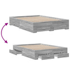 Bettgestell mit Schubladen Grau Sonoma 140x190 cm Holzwerkstoff