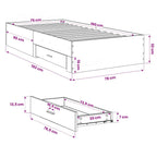 Bettgestell mit Schubladen Braun Eichen-Optik 75x190 cm