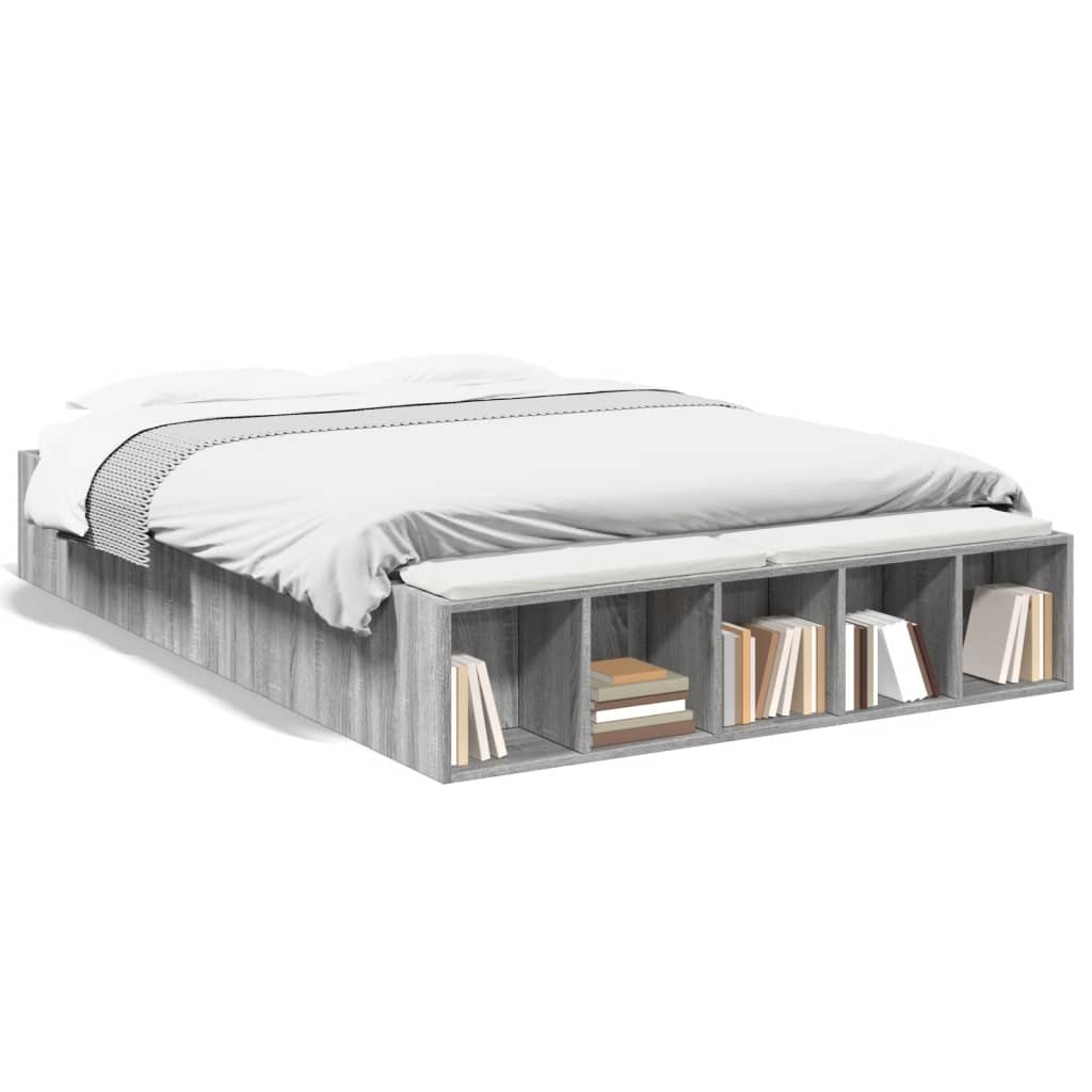 Bettgestell Grau Sonoma 135x190 cm Holzwerkstoff
