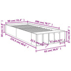 Bettgestell Sonoma-Eiche 90x200 cm Holzwerkstoff