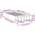 Bettgestell Betongrau 90x200 cm Holzwerkstoff