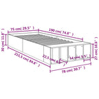 Bettgestell Schwarz 75x190 cm Holzwerkstoff