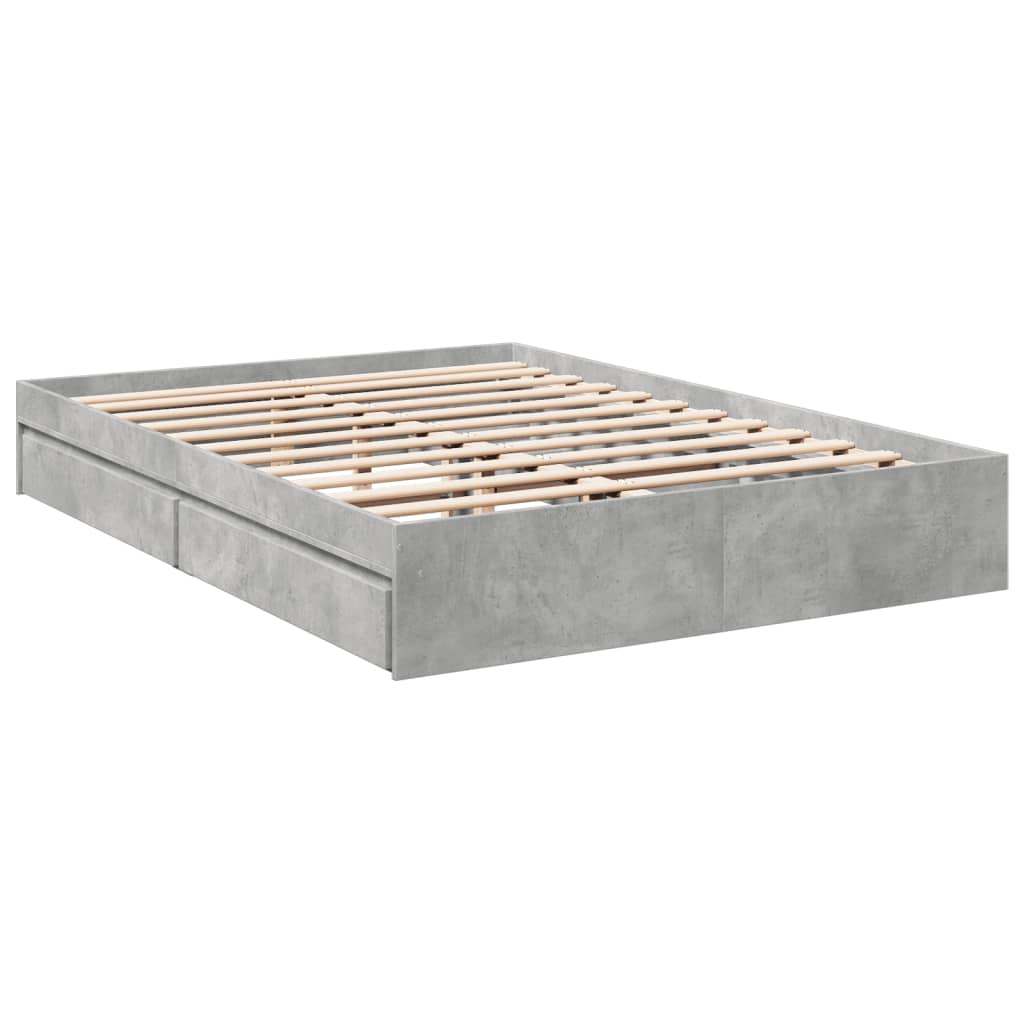 Bettgestell mit Schubladen Betongrau 150x200 cm Holzwerkstoff