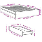Bettgestell mit Schubladen Sonoma-Eiche 140x190cm Holzwerkstoff