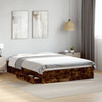 Bettgestell mit Schubladen Räuchereiche 135x190cm Holzwerkstoff