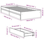 Bettgestell mit Schubladen Schwarz 75x190 cm Holzwerkstoff