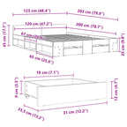 Bettgestell mit Schubladen Betongrau 120x200 cm Holzwerkstoff
