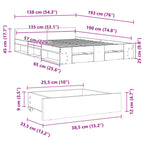 Bettgestell mit Schubladen Sonoma-Eiche 135x190cm Holzwerkstoff