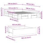 Bettgestell mit Schubladen Betongrau 135x190 cm Holzwerkstoff