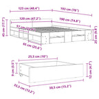 Bettgestell mit Schubladen Betongrau 120x190 cm Holzwerkstoff
