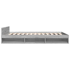 Bettgestell mit Schubladen Grau Sonoma 120x190 cm Holzwerkstoff
