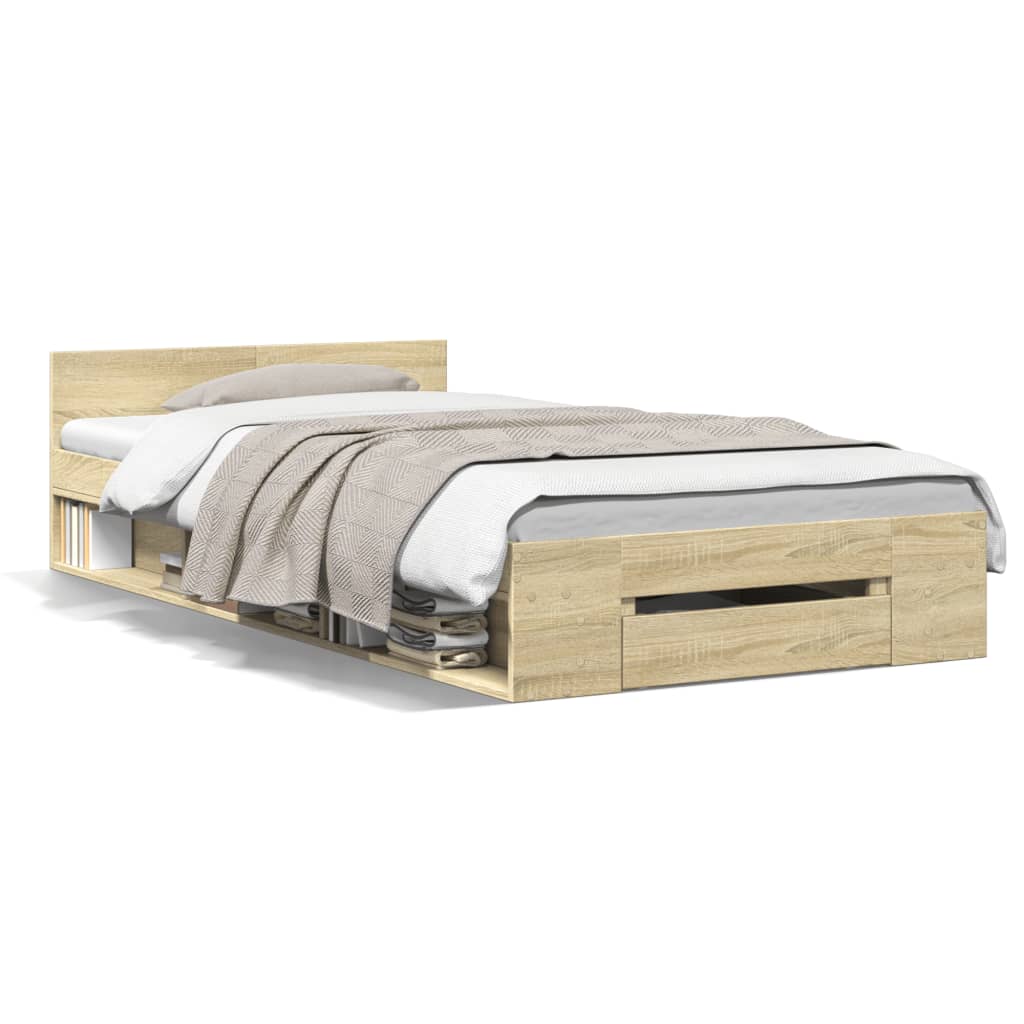 Bettgestell mit Schublade Sonoma-Eiche 90x190 cm Holzwerkstoff