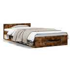 Bettgestell mit Schublade Räuchereiche 90x190 cm Holzwerkstoff