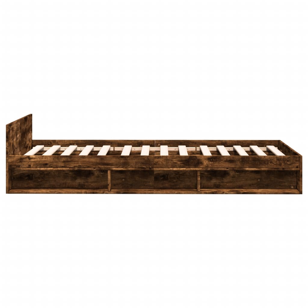 Bettgestell mit Schublade Räuchereiche 90x190 cm Holzwerkstoff