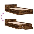 Bettgestell mit Schublade Räuchereiche 90x190 cm Holzwerkstoff