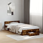 Bettgestell mit Schublade Räuchereiche 90x190 cm Holzwerkstoff