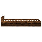 Bettgestell mit Schublade Räuchereiche 90x200 cm Holzwerkstoff