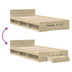 Bettgestell mit Schublade Sonoma-Eiche 75x190 cm Holzwerkstoff