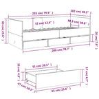 Tagesbett mit Schubladen ohne Matratze Sonoma-Eiche 100x200 cm