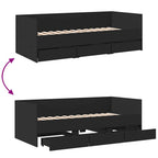Tagesbett mit Schubladen ohne Matratze Schwarz 75x190 cm