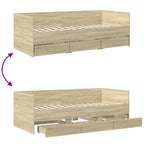 Tagesbett mit Schubladen ohne Matratze Sonoma-Eiche 75x190 cm