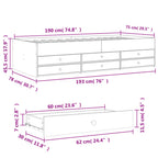 Tagesbett mit Schubladen ohne Matratze Grau Sonoma 75x190 cm