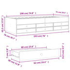 Tagesbett mit Schubladen ohne Matratze 75x190 cm