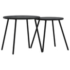 Garten-Couchtisch 2 Stk. Rund Schwarz Pulverbeschichteter Stahl