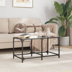 Couchtisch mit Glasplatte Schwarz 78,5x40x40 cm Stahl
