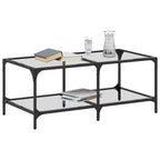 Couchtisch mit Glasplatte Transparent 98,5x50x40 cm Stahl