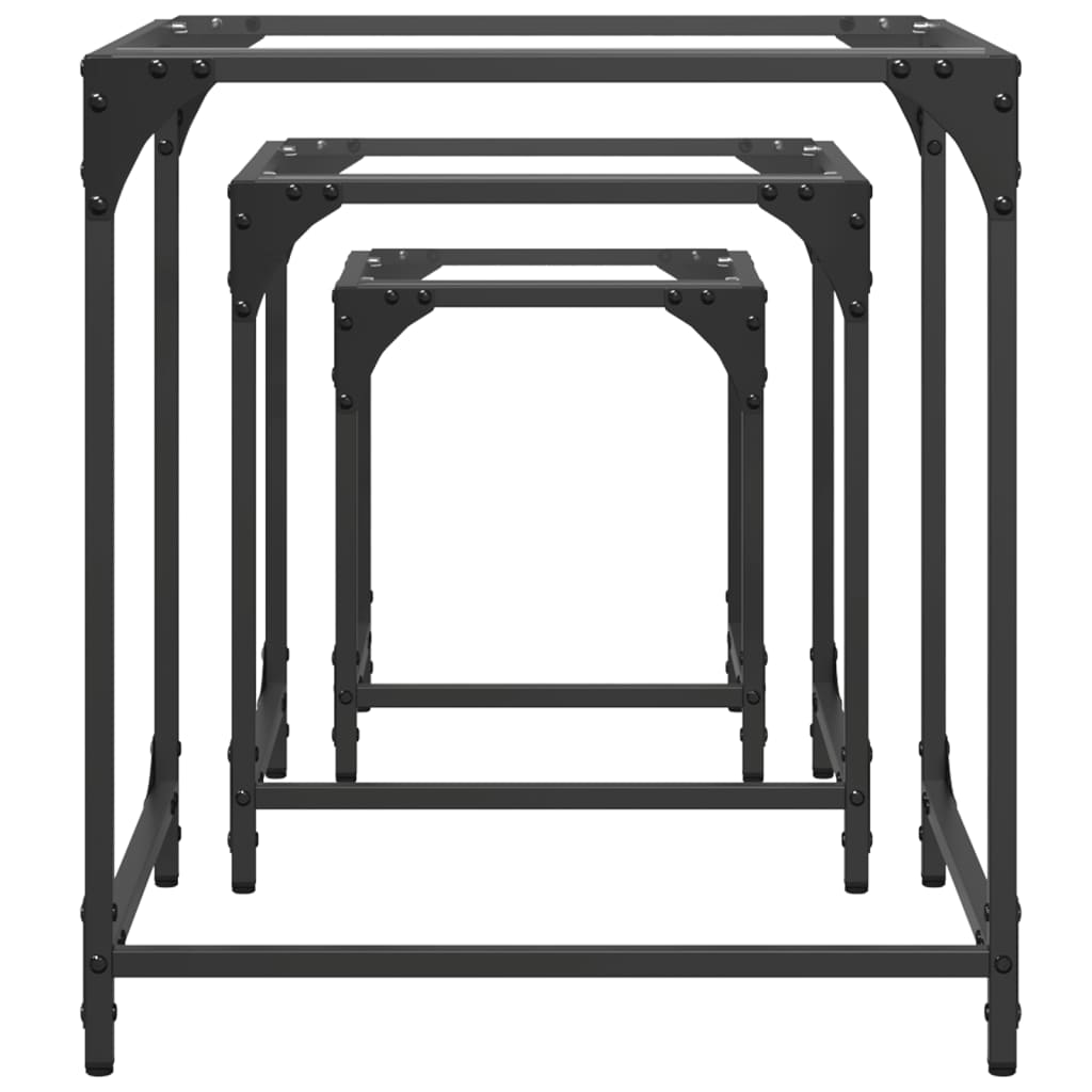 Satztische 3 Stk. mit Glasplatte Transparent Stahl
