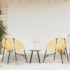 Gartenstuhl in Ei-Form Schwarz und Gelb Poly Rattan
