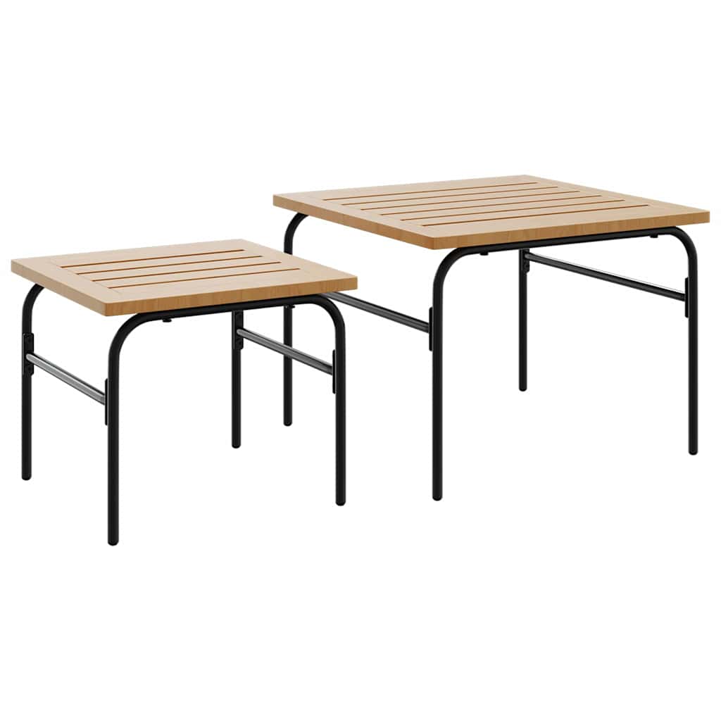 Outdoor-Satztische 2 Stk. Braun und Schwarz Stahl