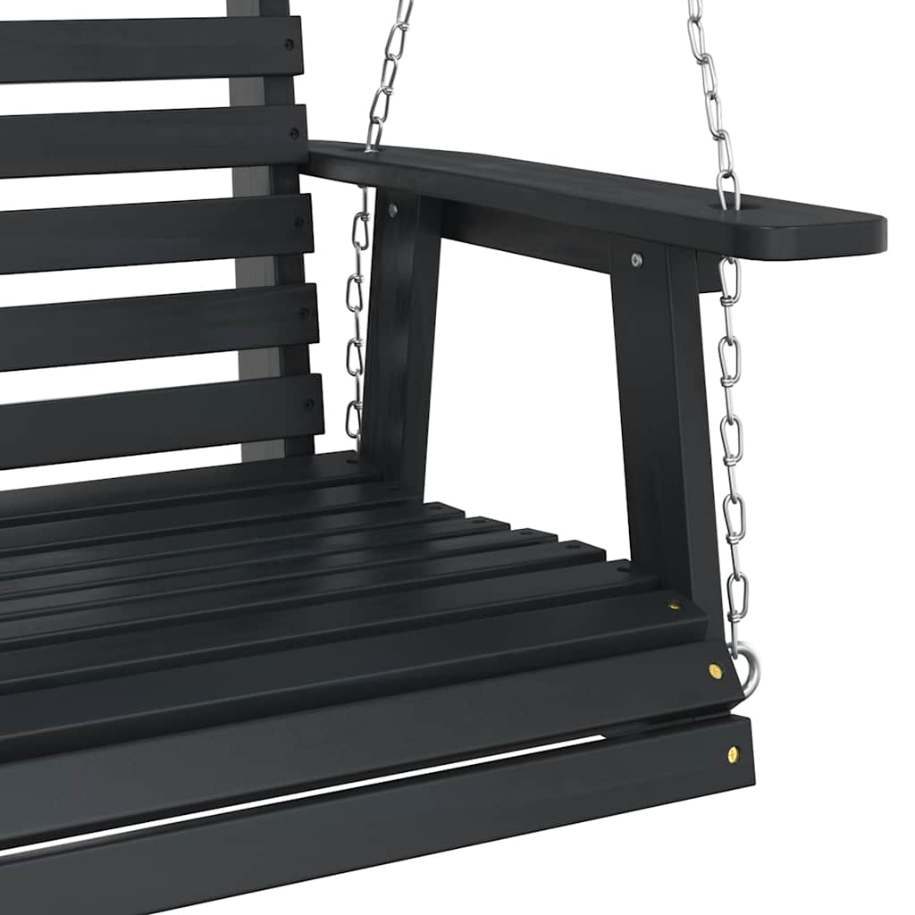 Hollywoodschaukel mit Metallketten Schwarz Massivholz Tanne