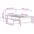 Massivholzbett ohne Matratze 75x190 cm Kiefernholz