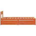 Massivholzbett ohne Matratze Wachsbraun 75x190 cm Kiefernholz