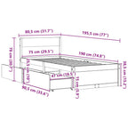 Massivholzbett ohne Matratze Wachsbraun 75x190 cm Kiefernholz