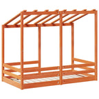 Kinderbett mit Dach Wachsbraun 70x140 cm Massivholz Kiefer