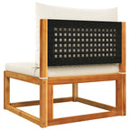 Gartensofa ohne Armlehnen mit Kissen Holz Akazie & Rattan