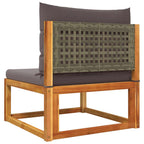Gartensofa ohne Armlehnen mit Kissen Holz Akazie & Rattan
