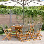 7-tlg. Garten-Essgruppe Poly Rattan und Massivholz Grau