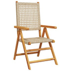 7-tlg. Garten-Essgruppe Poly Rattan und Massivholz Beige