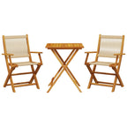 3-tlg. Bistro-Set Beige Polypropylen und Massivholz