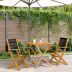 3-tlg. Bistro-Set Schwarz Polypropylen und Massivholz