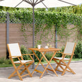 3-tlg. Bistro-Set Cremeweiß Stoff und Massivholz