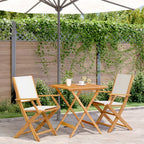 3-tlg. Bistro-Set Cremeweiß Stoff und Massivholz
