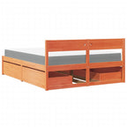 Bett mit Schubladen und Matratze Wachsbraun 160x200 Massivholz