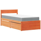 Bett mit Schubladen und Matratze Wachsbraun 90x200 Massivholz