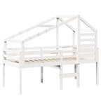 Hochbett mit Dach Weiß 90x190 cm Massivholz Kiefer