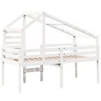 Hochbett mit Dach Weiß 90x190 cm Massivholz Kiefer